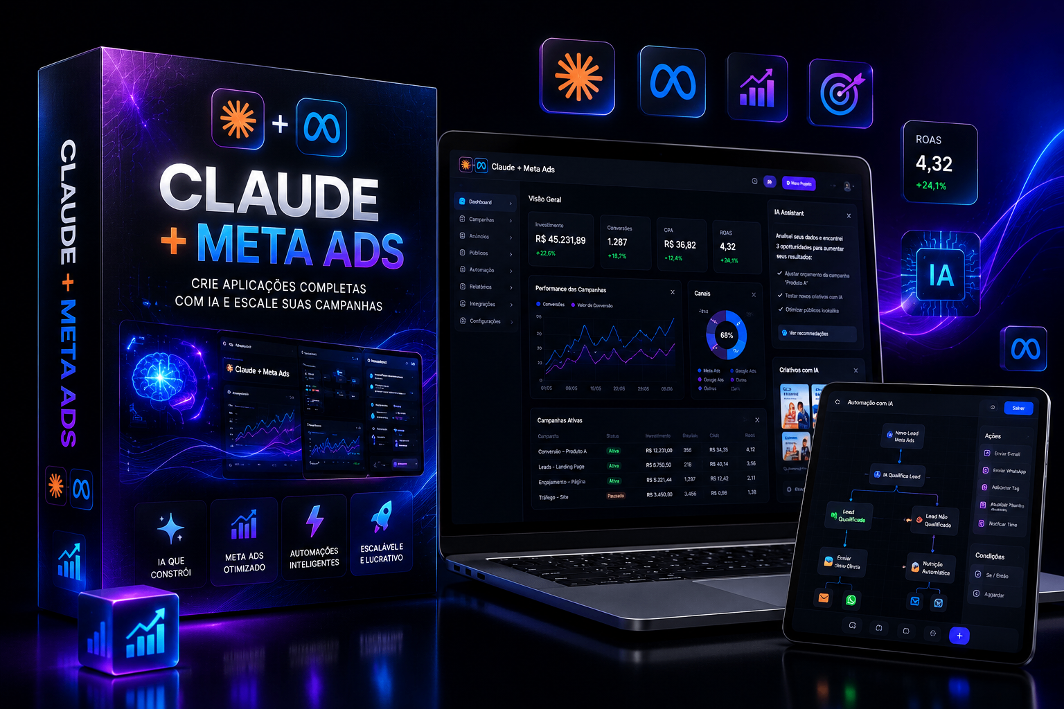 Mockup da oferta Tráfego com Claude com checkout